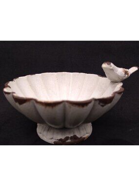 Bird Bath mini Trinket Dish With Faux Rust Farmhouse Cottage Decor 3.10" across